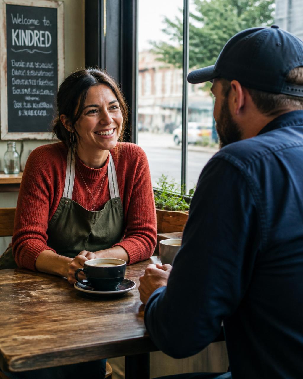 Local business owners connecting over coffee in a neighborhood café